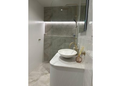 Grey and white beautiful bathroom in 63 Saunders Bay Road, Caringbah