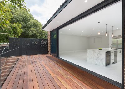 Modern kitchen with outdoor deck